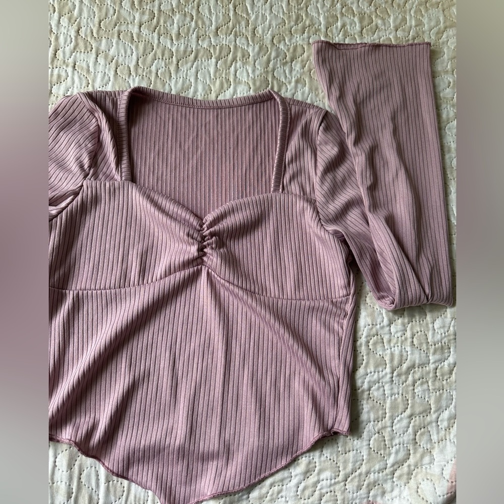 Women's Ribbed Pink Top